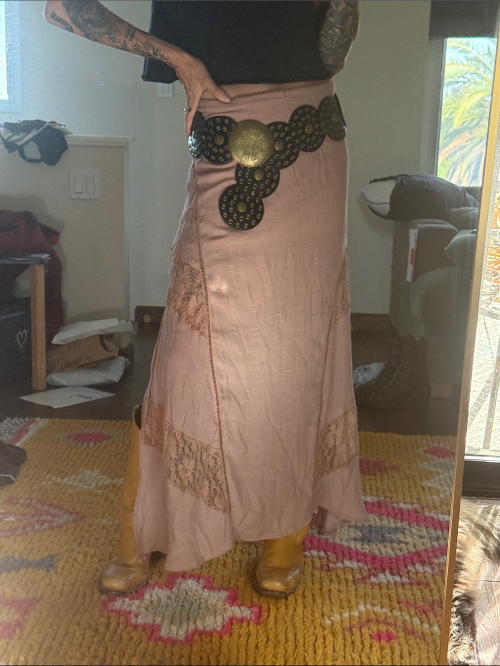 Unbranded whimsical fall lace layering purple maxi skirt